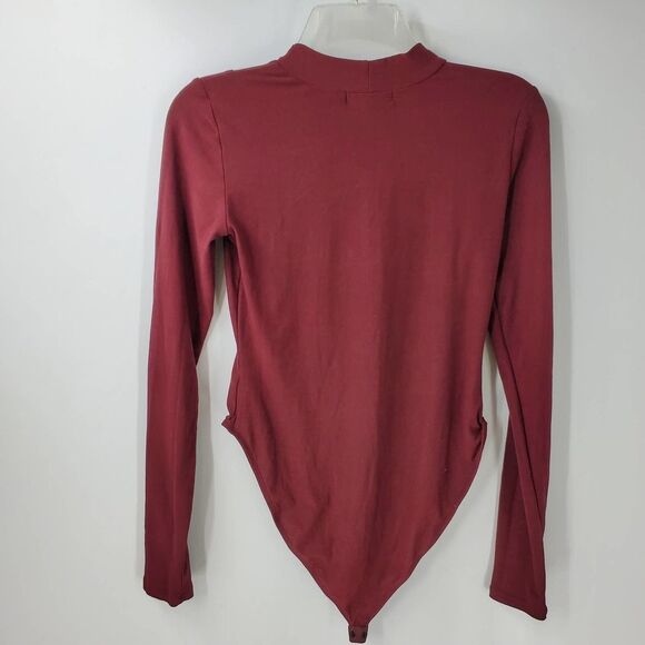 DEREK HEART womens S wine red long sleeve bodysuit onesie - Picture 2 of 4